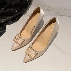 Satin buckle French girl ladies single shoes